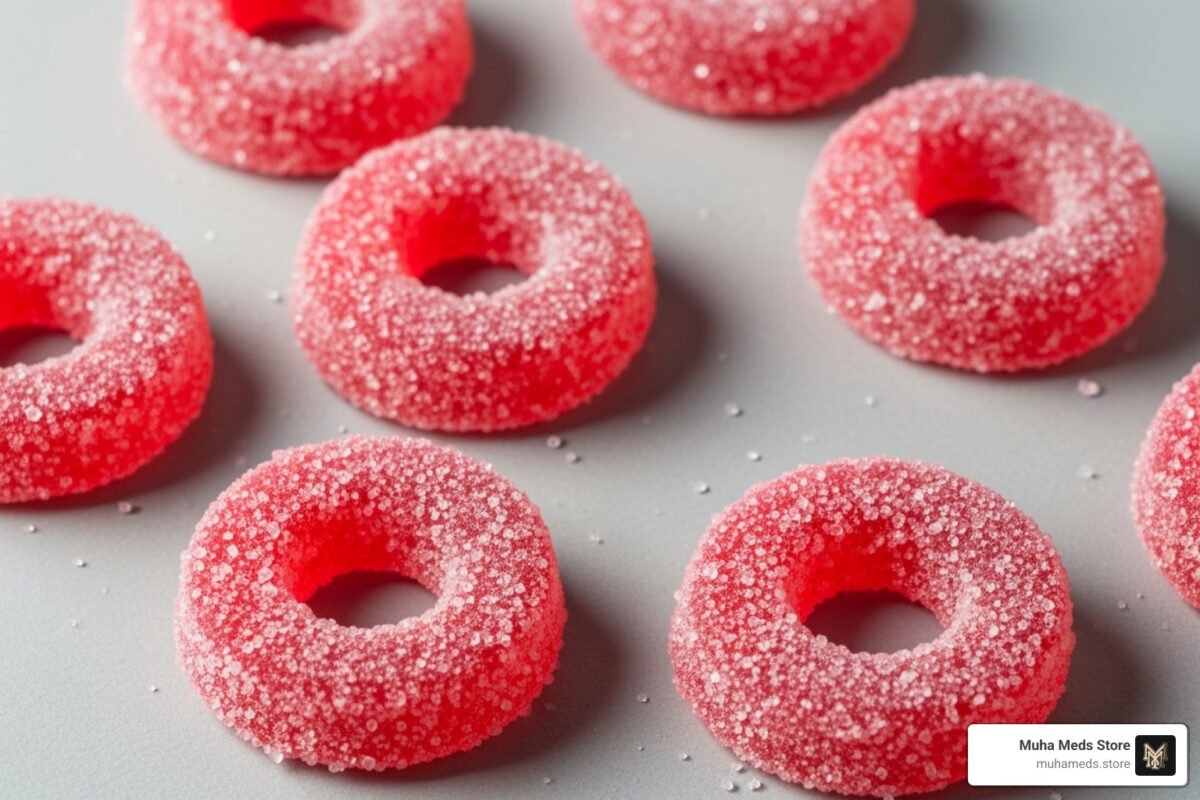 Buy Flav Rings Cherry Sour Gummy Bites THC Edible – 600mg